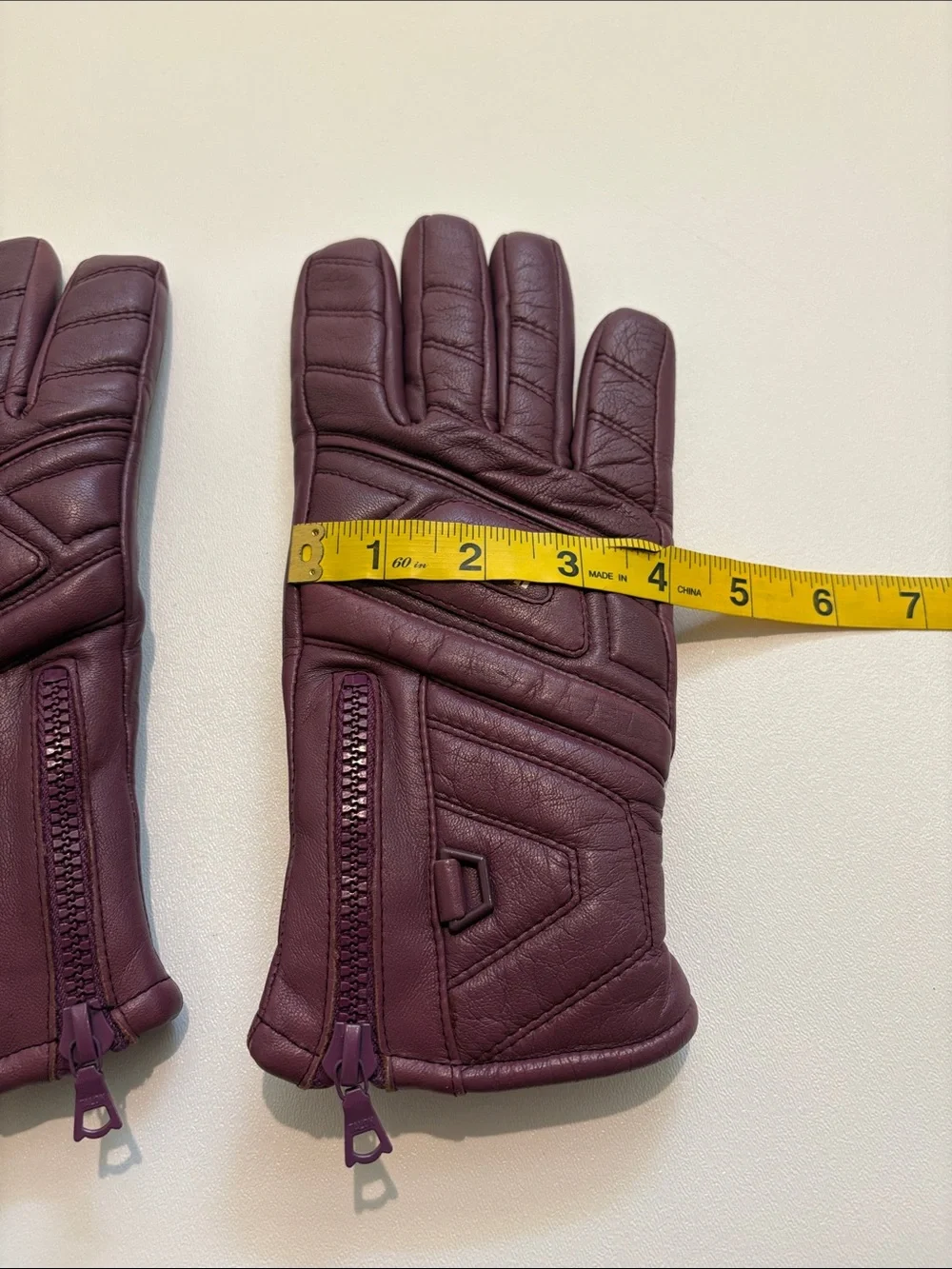 Reusch Women's Quilted Leather Ski Gloves in Burgundy