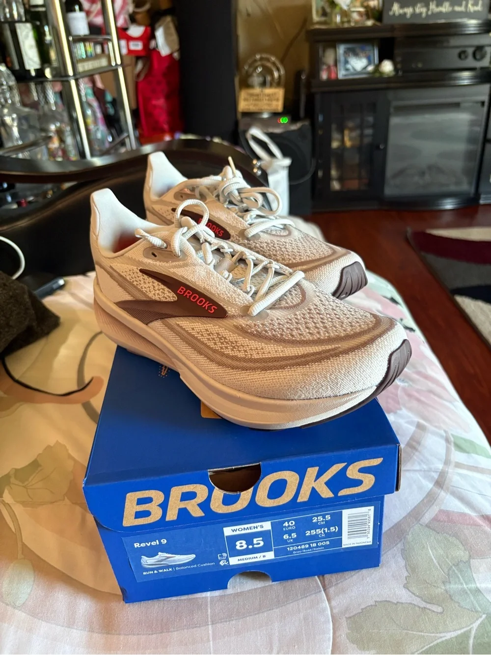Brooks Women's Running Shoes in Beige with Taupe Accents