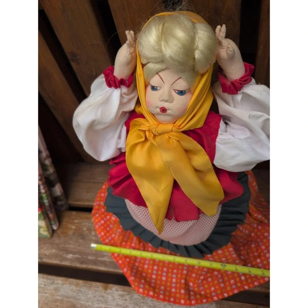 Vintage Russian Cloth Tea Cozy Warmer Lady Doll 19