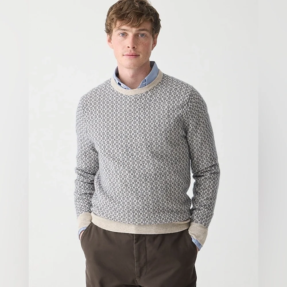 J Crew Cashmere jacquard crewneck sweater BM093