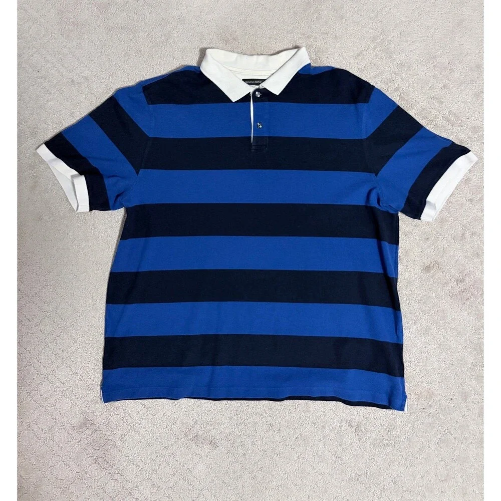 Banana Republic Blue Striped Polo Shirt