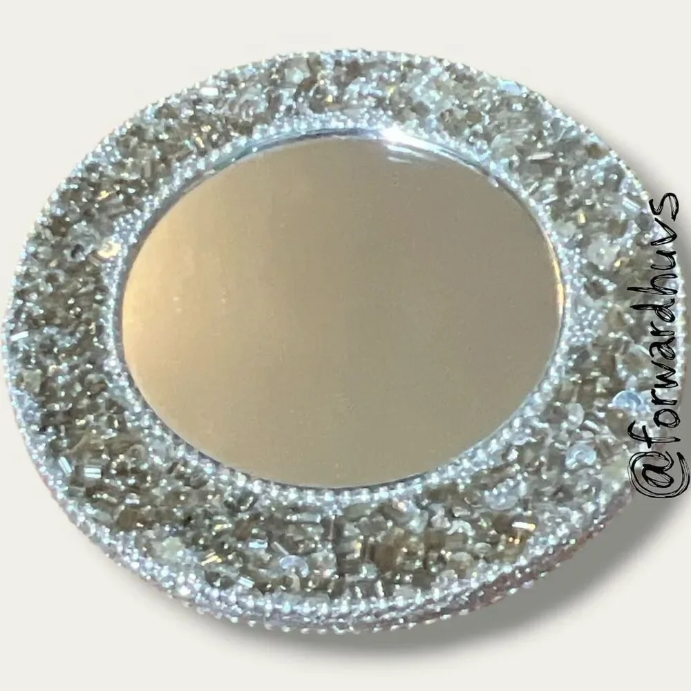 Beaded Sequins Mirror – Teardrop Gem Center with Radial Sunburst Design