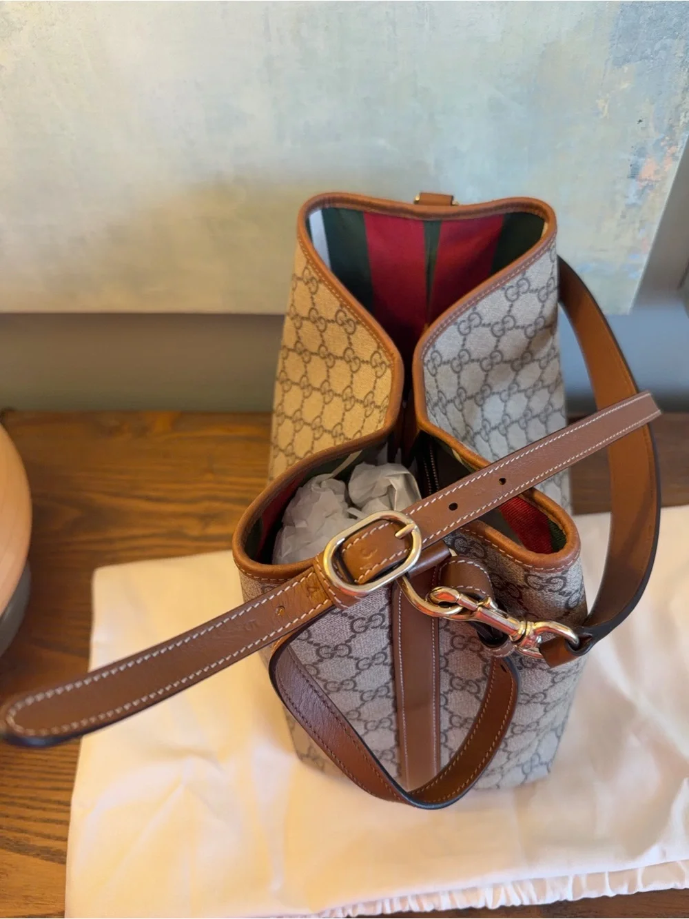 Gucci visible strap supreme