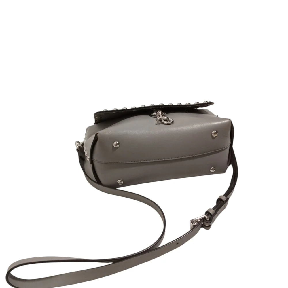 Rebecca Minkoff Gray Leather Studded Crossbody Bag with Adjustable Strap