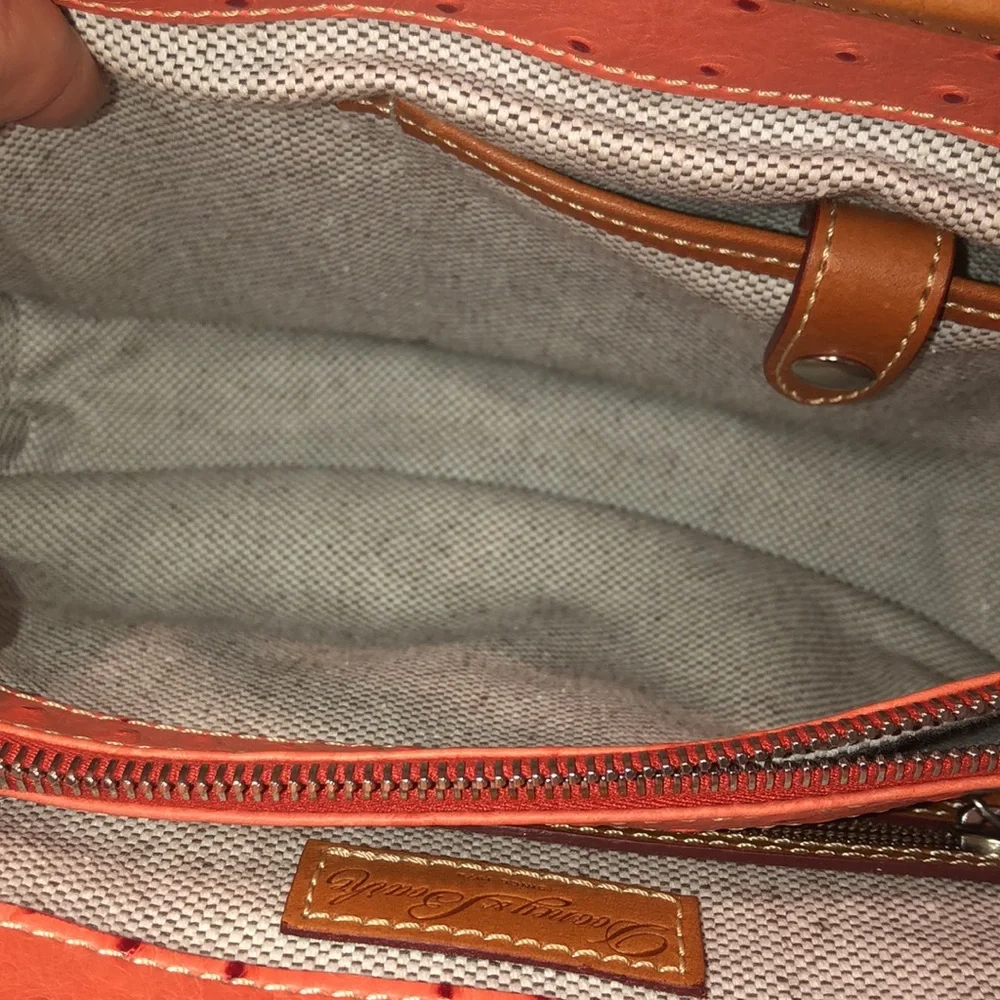 DOONEY & BOURKE Orange Ostrich Print Leather Crossbody Shoulder Laptop Bag NWOT