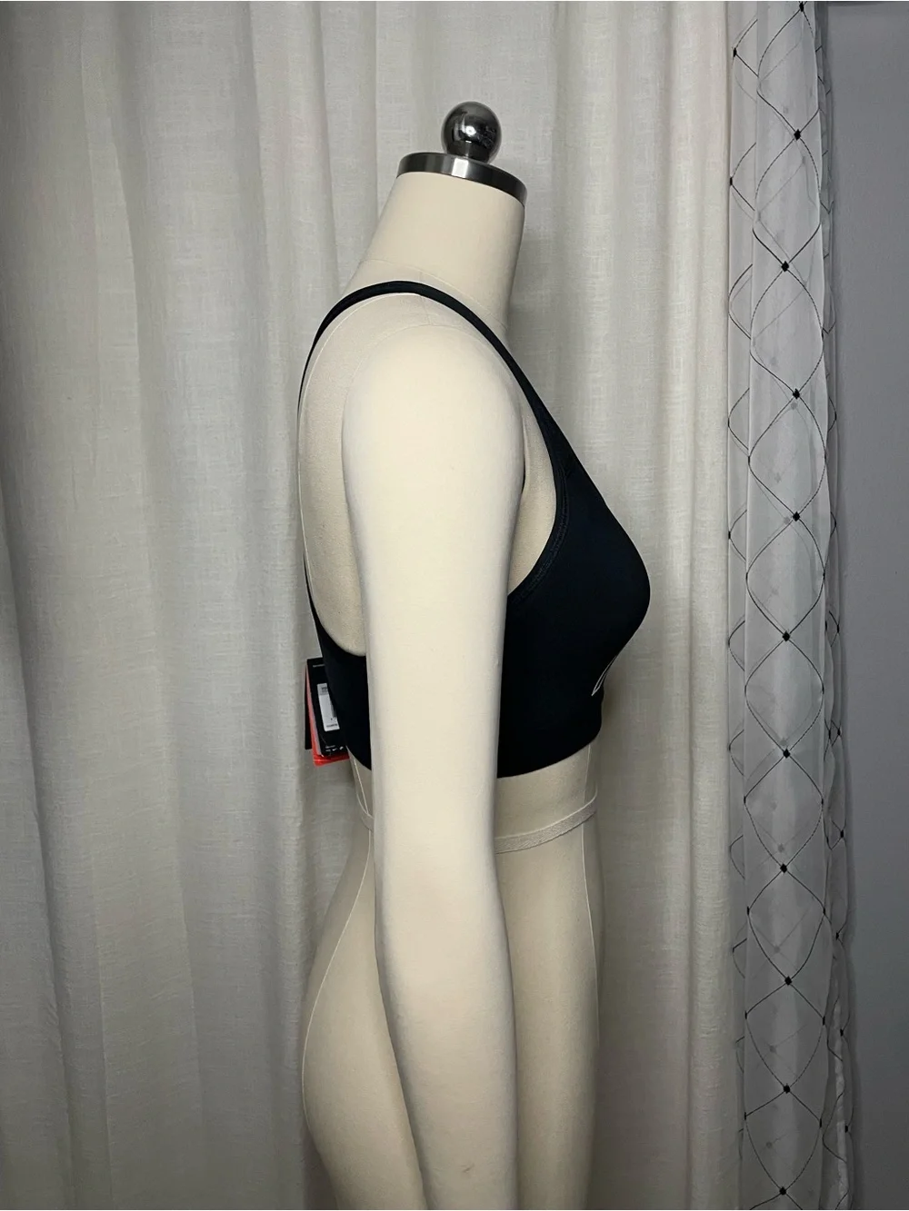 NWT Nike Black Sports Bra with White Outline Logo Size XS