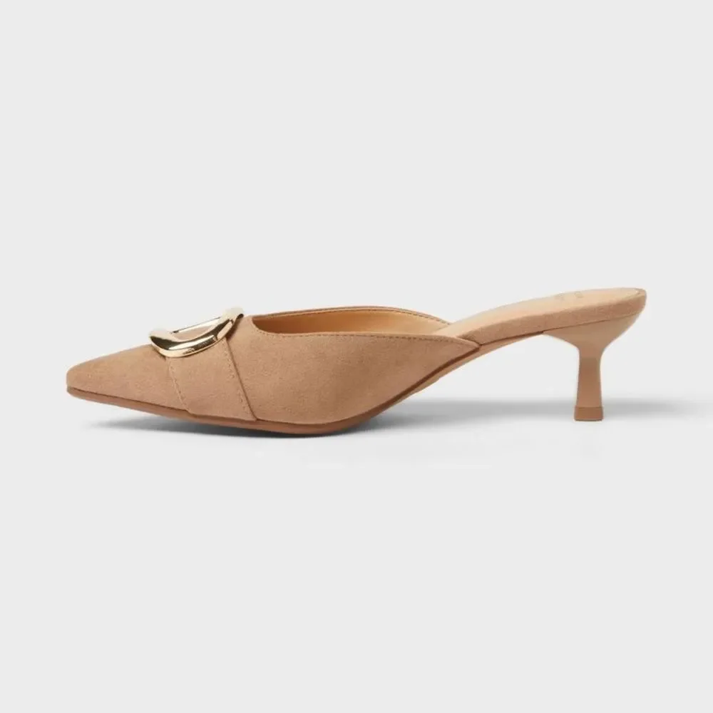 Open Box - A New Day - Women’s Larissa Pointed Toe Mule Heels – A New Day Beige