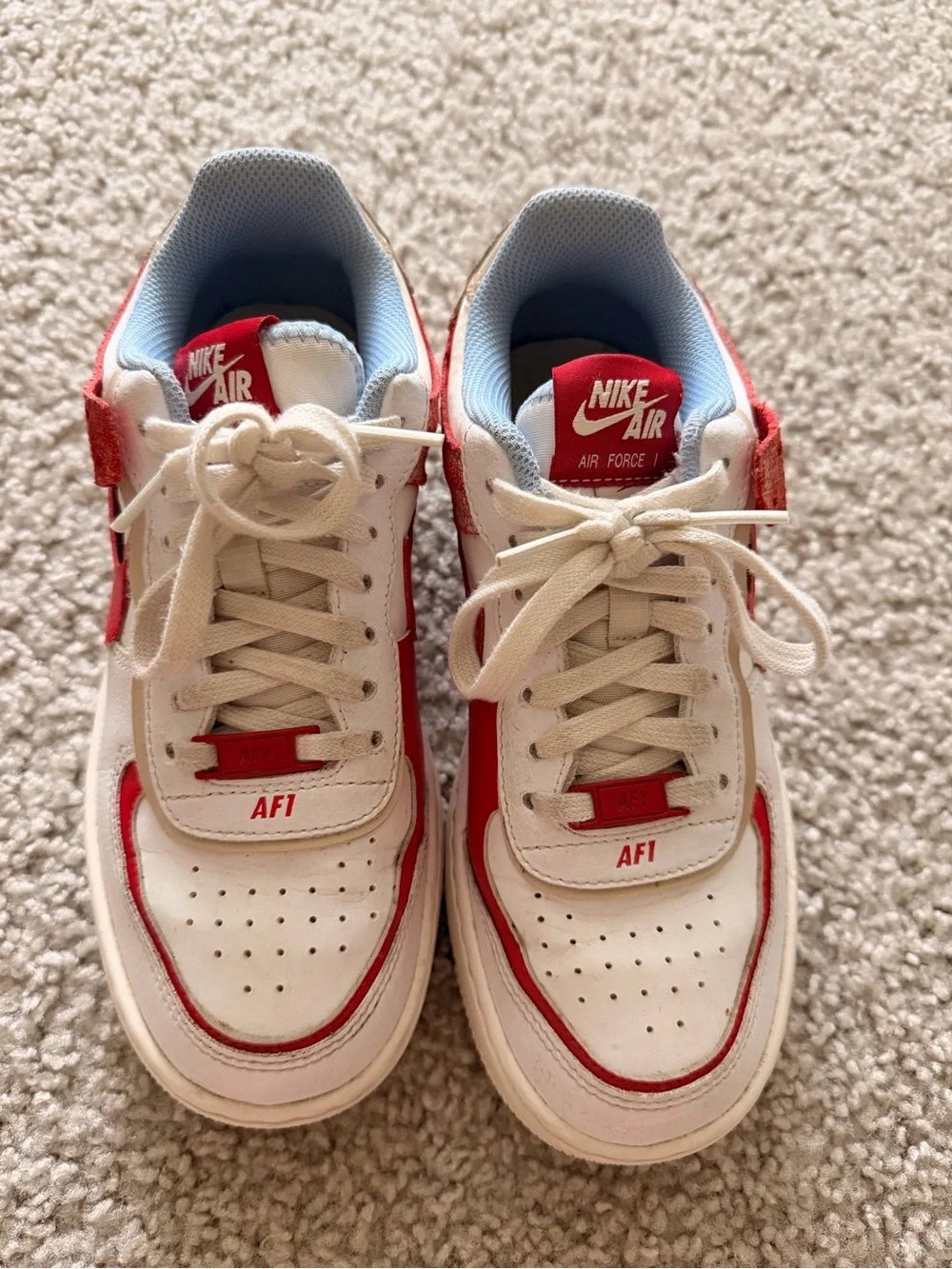 Nike Kids White and Red Air Force 1 Sneakers