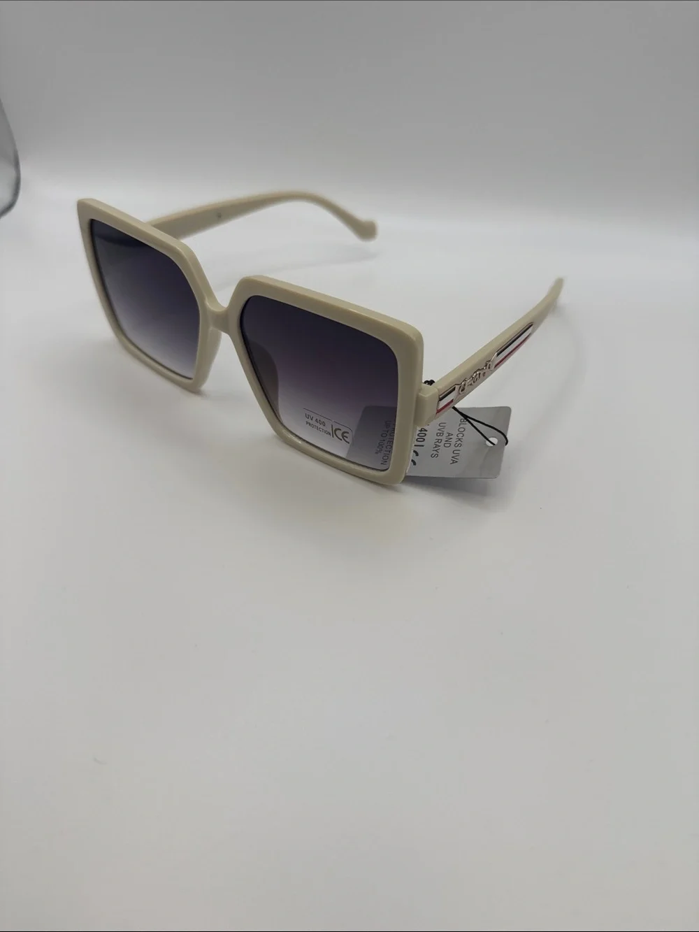 Women's Oversized Square Sunglasses - Cream Frame, Gradient Lenses