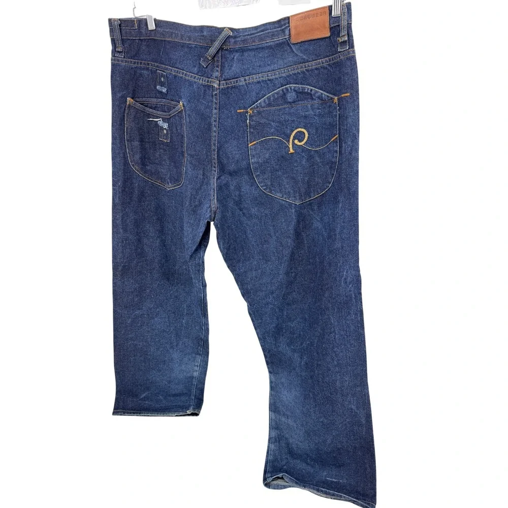 Y2K Rocawear Mens Jeans 42x34 Baggy Wide Leg Straight Fit Embroidered‎ Pockets
