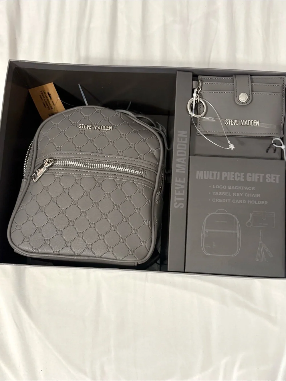 Steve Madden Women’s Gray Logo Backpack Gift Set