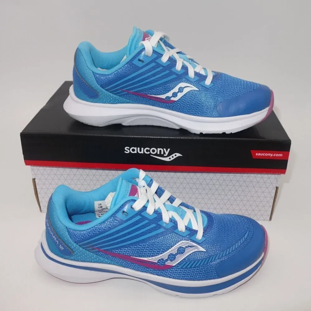 NEW Saucony Kinvara 12 Sneakers Lace Up Running Shoes Blue Pink Big Girl's 7