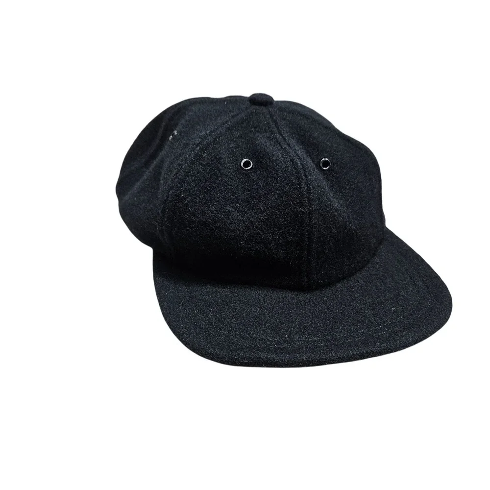 Vintage J. Crew Black Wool Baseball Cap Size M Made In USA Unisex Classic Soft‎