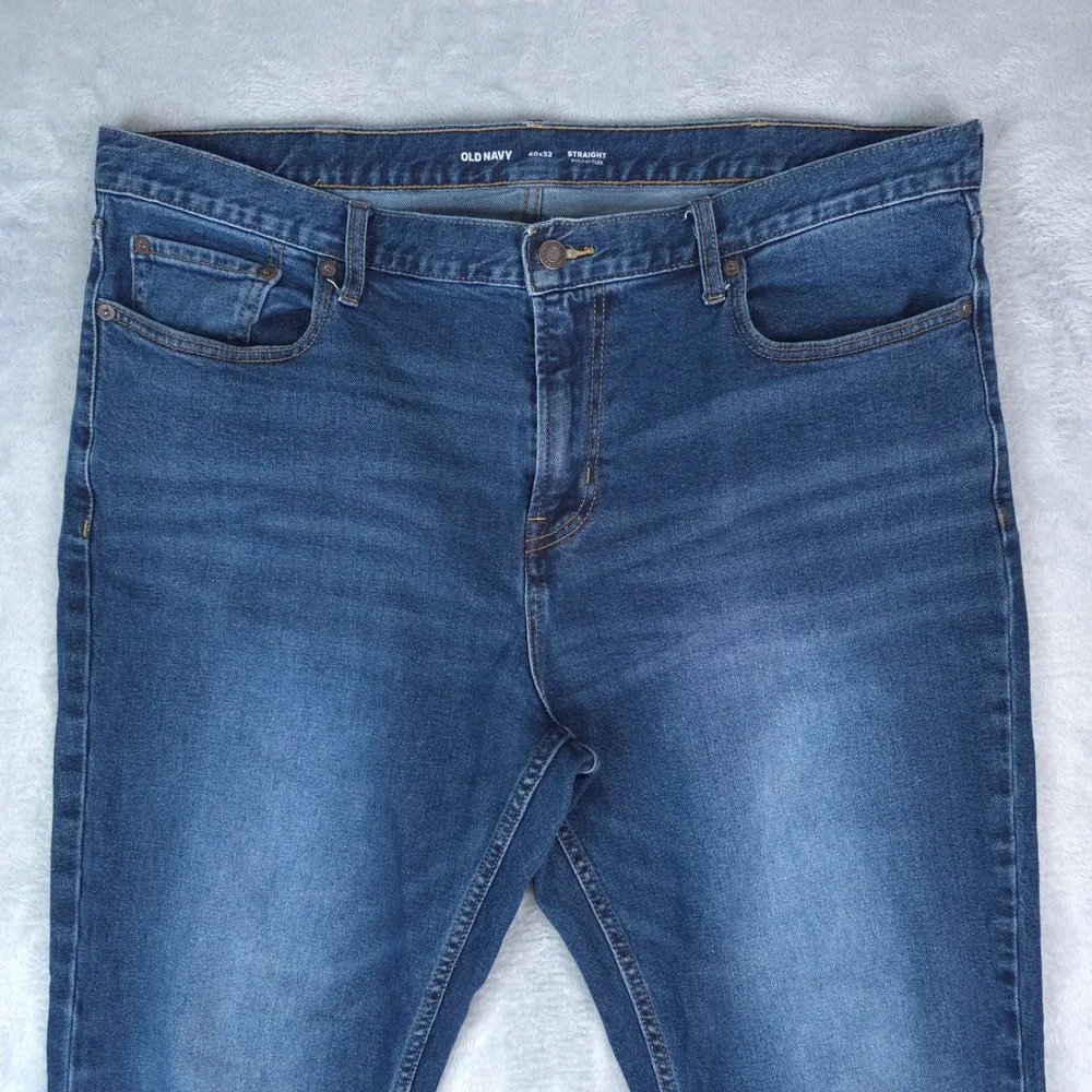 Old Navy Straight Leg Jeans Mens 40x32 Blue Built-In Flex Denim Minimalist