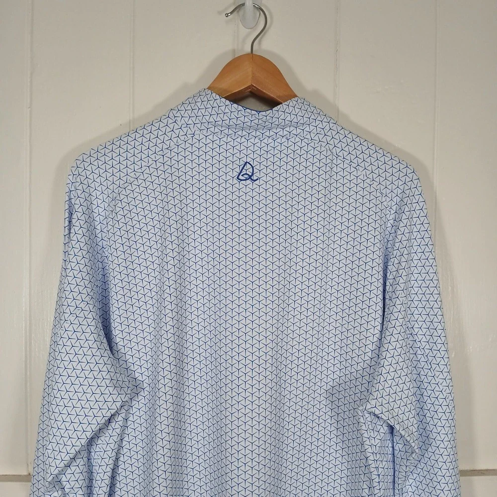 Deolax Quarter Zip Pullover Men XXL Blue White Geometric Print Golf Top