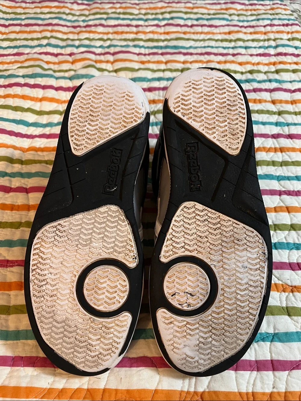 Gray and black Reebok youth size 5