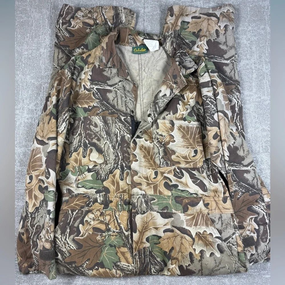 Vintage Cabelas Made in USA Camo Long Sleeve Hunting Coveralls Men Size Large