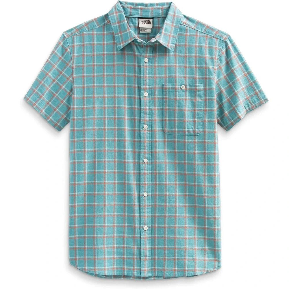 The North Face Loghill Shirt Mens Small Reef Waters Plaid Cotton Hemp Blend NWT