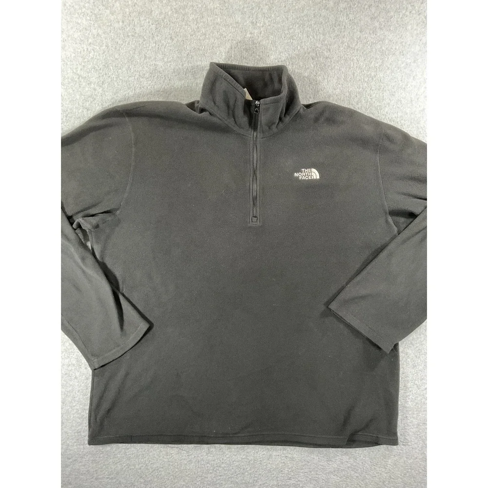 The North Face Mens TKA 100 Fleece Quarter Zip Pullover Black Large 1474