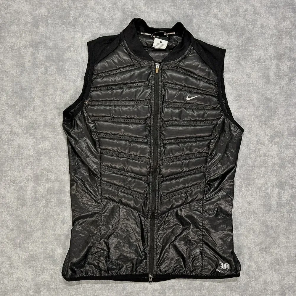 Nike AeroLoft 800 Down Running Vest 546673-010 Black Goose Down Packable wms M