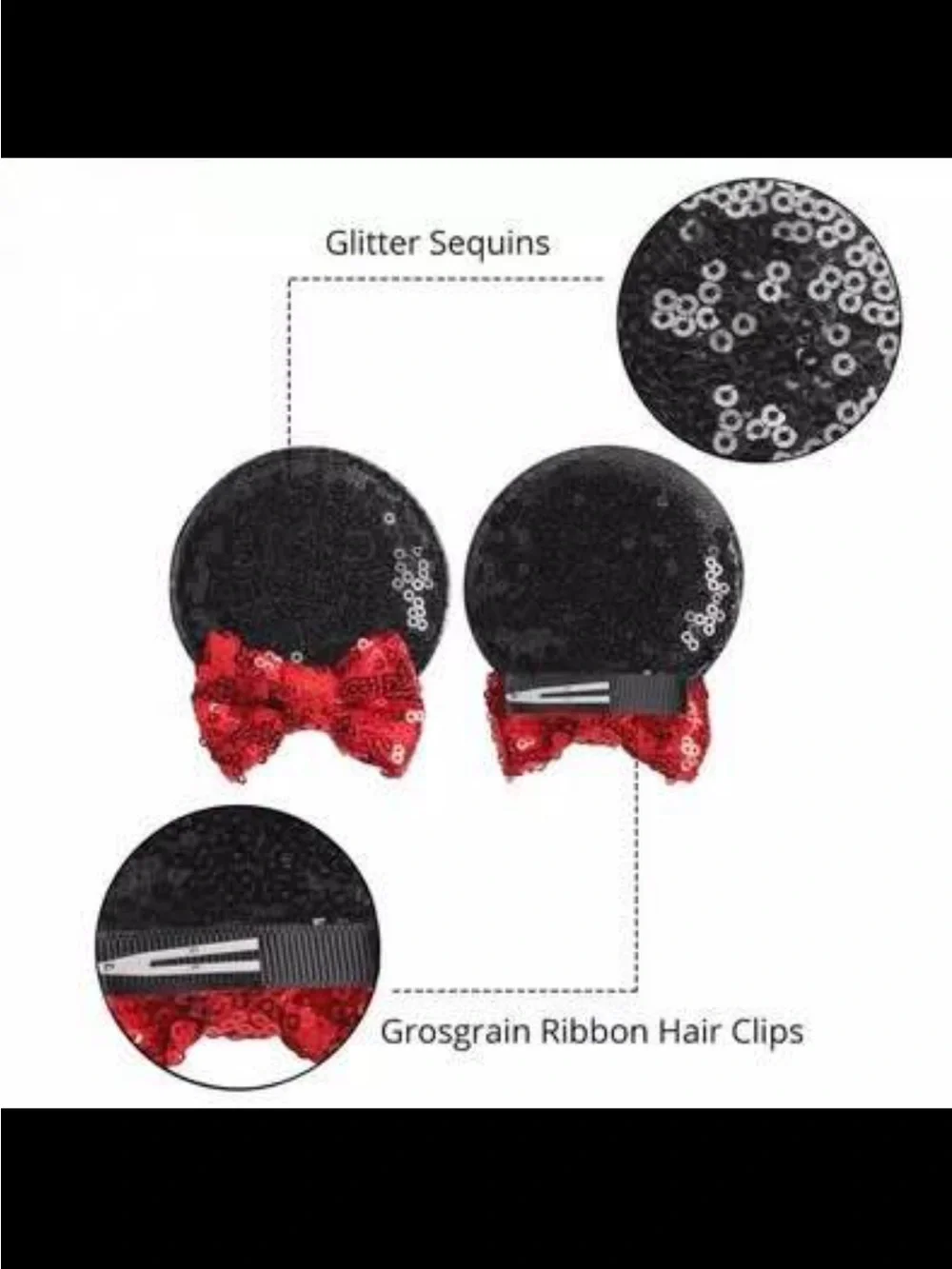 New! Bulk Lot of 29 Sets Minnie Ear Hair Clips with Bows-Wholesale Pricing