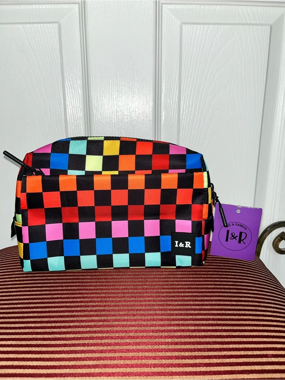 Iris & Rainbow Vibrant Checkered Beauty by Iris Cosmetics Bag Set
