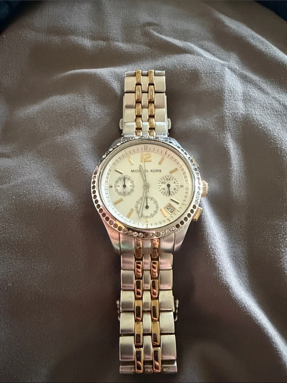 Michael Kors Two-Tone Gold and Silver Bracelet Chronograph Watch