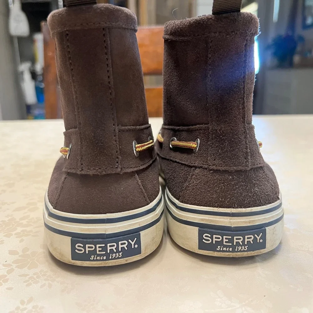 Sperry Top-Sider Mens Bahama Waterproof Suede Boat Shoe Boots Brown STS22635 7.5