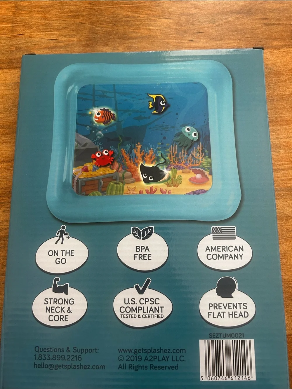 Lights Up Water Play Mat - Baby Tummy Time Splash Toy (Teal)
