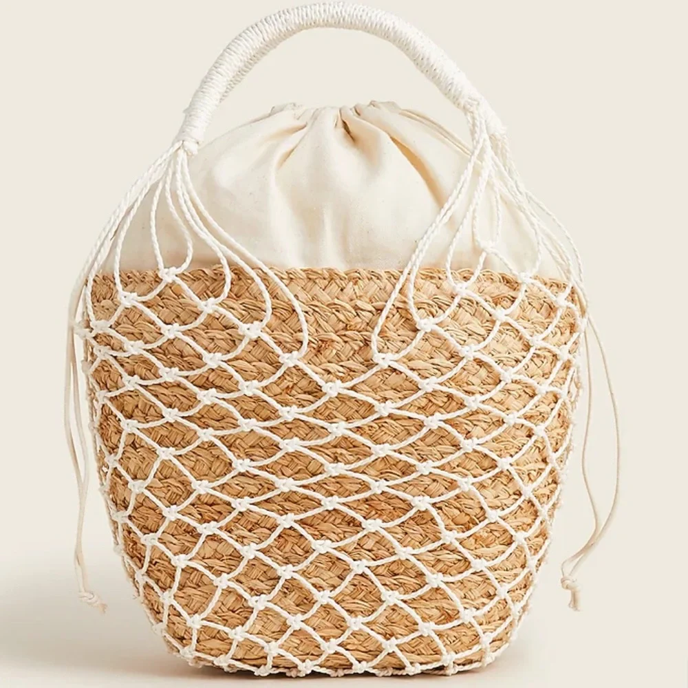 NWT J.Crew Sedona Basket Bag White Straw