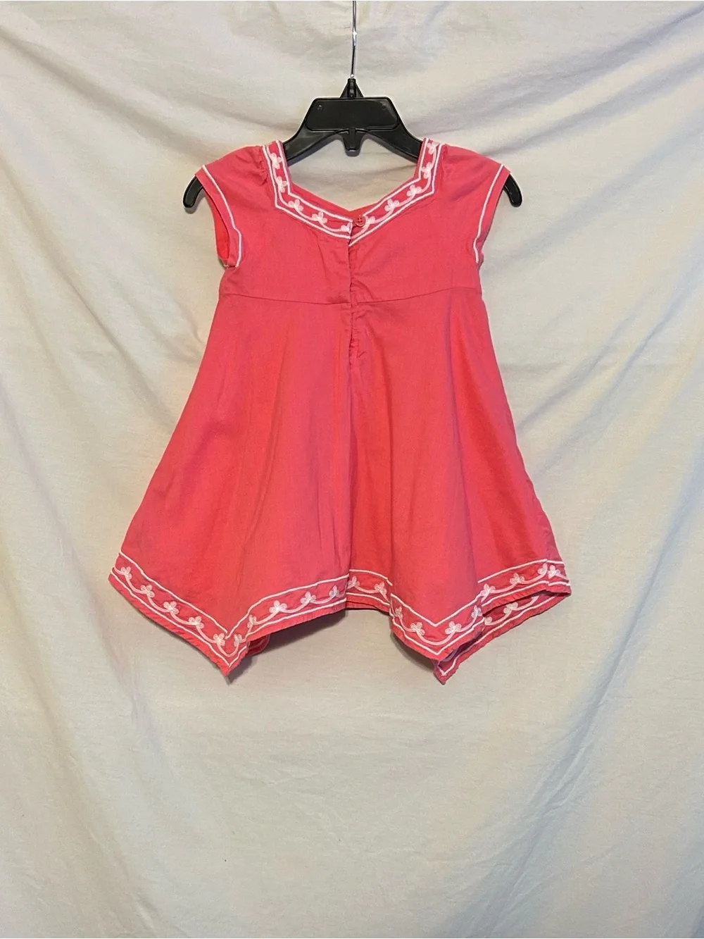 Gymboree Girls 12-18 Months Pink Sea Embroidered Handkerchief Hem Dress Beach