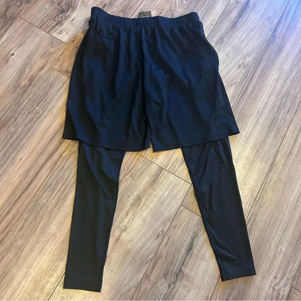 2-in-1 Athletic Shorts with Compression Liner Leggings Black Men’s Small NWT