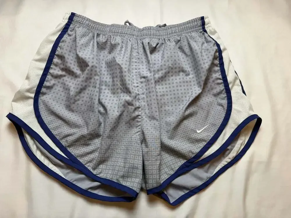 Nike Dri-FIT Geometric Pattern grey/white/navy blue Women's Athletic Run Shorts