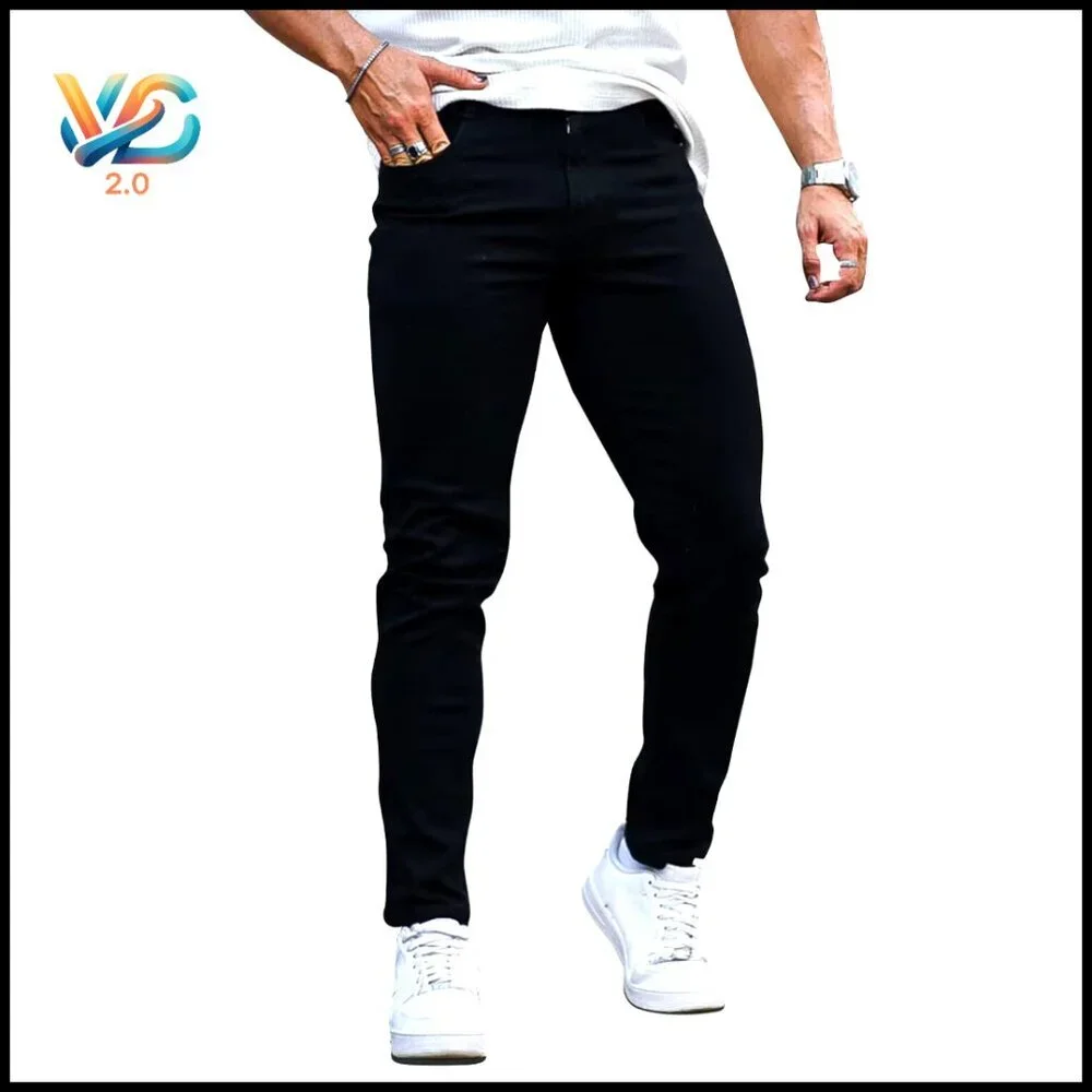 Slim‎ Fit Stretchy Jeans Skinny Flex Denim Pants Ripped Designer Classic