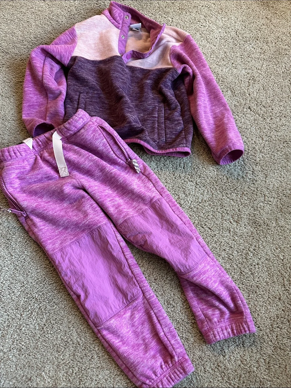 Hanna Andersson Two-Tone Purple Girls Jogger Pants & sweatshirt