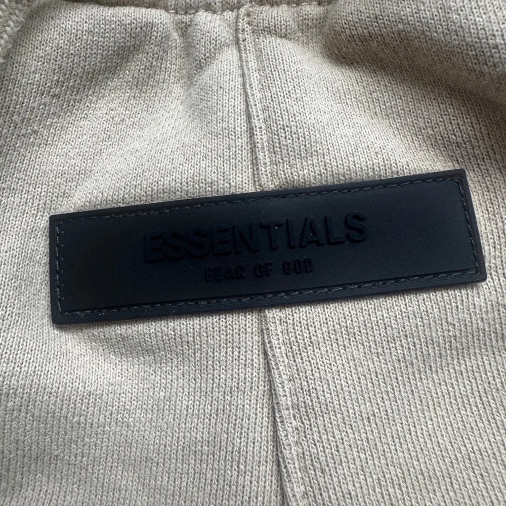 Fear of God Essentials Kids Sweat Shorts Small Tan Beige Relaxed Fleece Logo