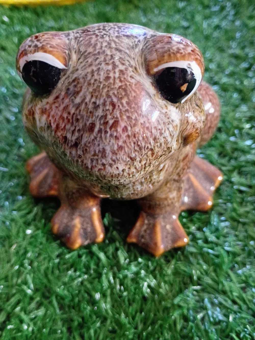 Vintage Ceramic Frog Figurine in Brown and Tan