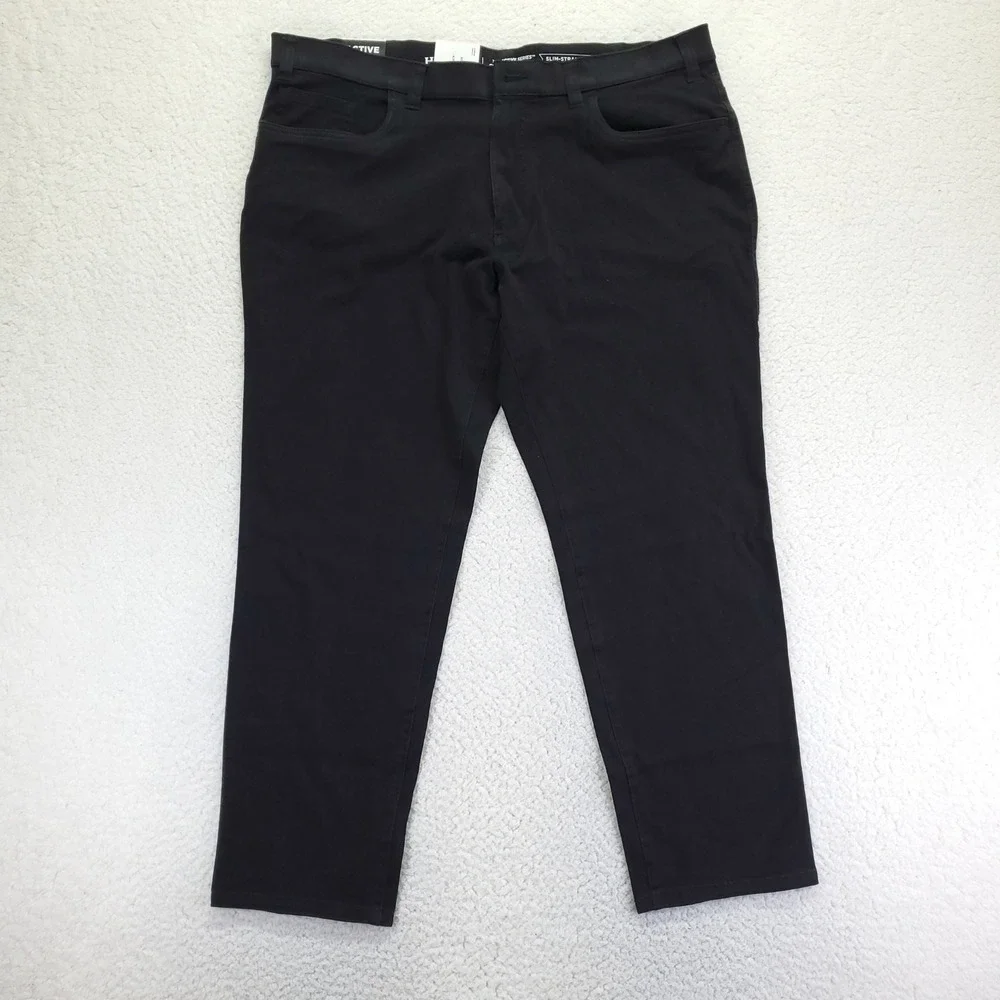 Haggar Active Series City Flex 5-Pocket Slim Straight Black Pants 40x30 NEW