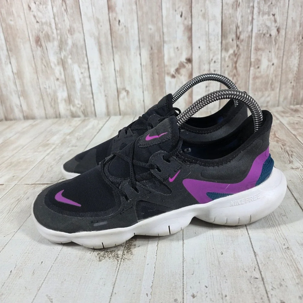 Nike Free RN 5.0 Womens Black Purple Running Shoes AQ1316-009 Size 7