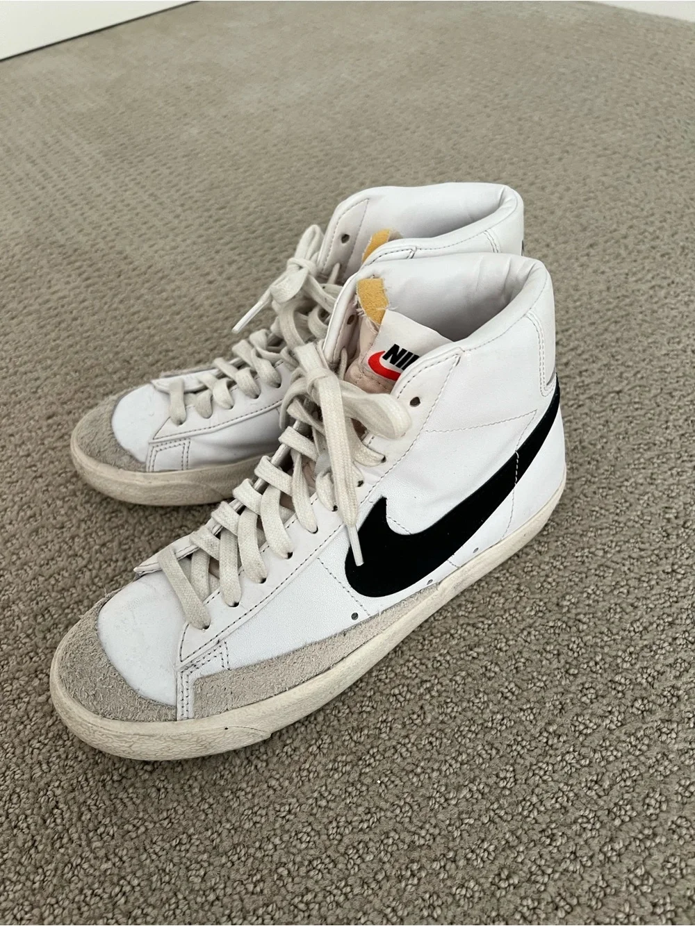 Nike High-Top Sneakers White with Black Swoosh