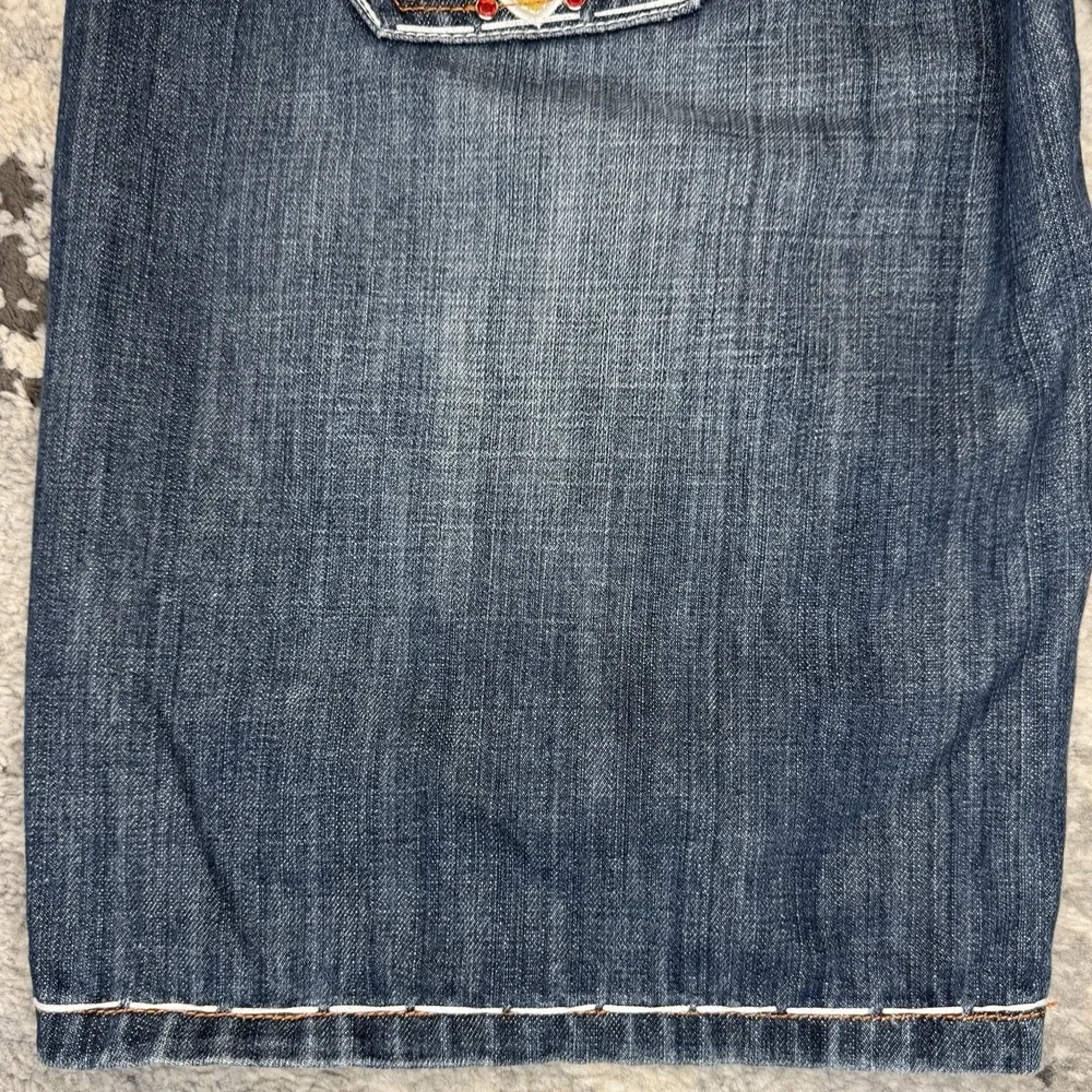 Y2K Laguna Beach Shorts 32 Fleur De Lis Embroidered Denim 2000s Rare