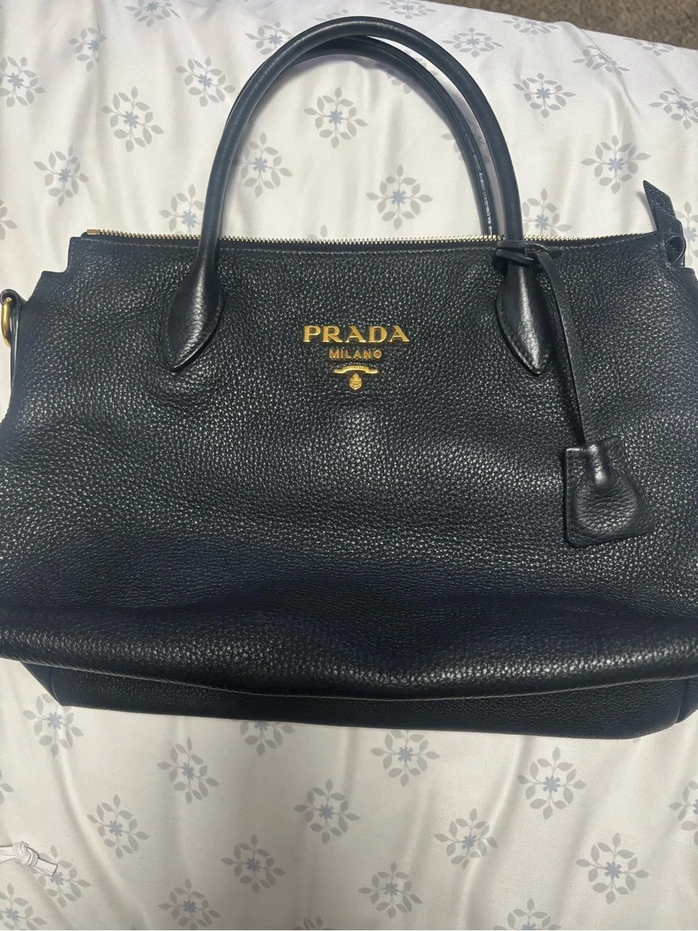 Authentic Prada Milano Black Leather Top-Handle Bag