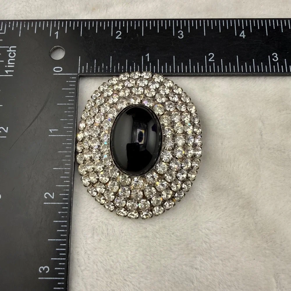 Vintage Rhinestone Brooch Dome Silver Tone Full of Sparkle