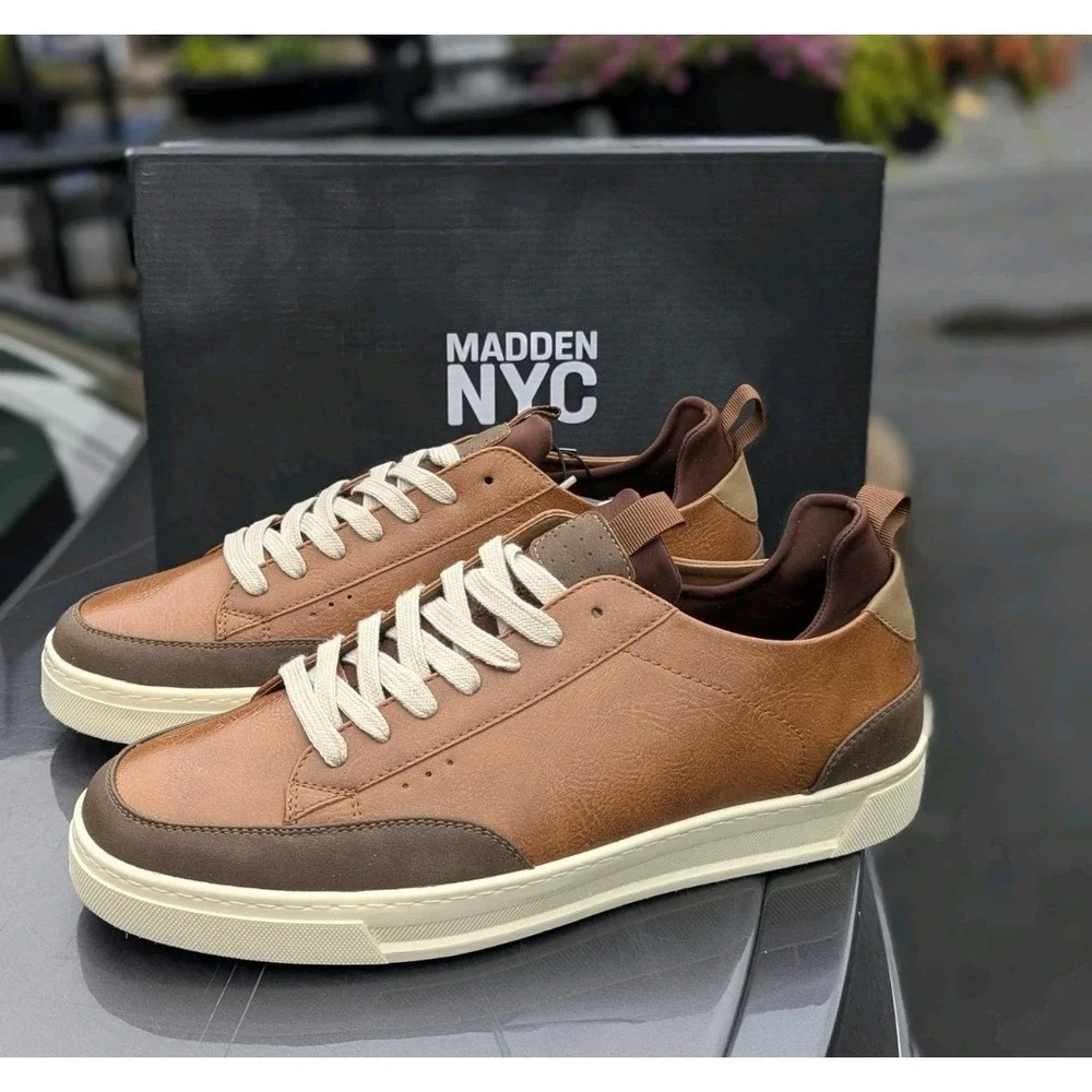 Coastal Quiet Luxury Madden NYC Court Sneakers Brown Casual Shoes Men's 13 NIB
