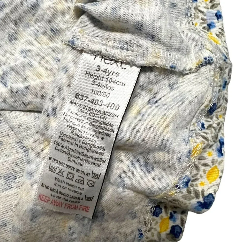Next 3-4Y Blue & Yellow Floral Print Dress