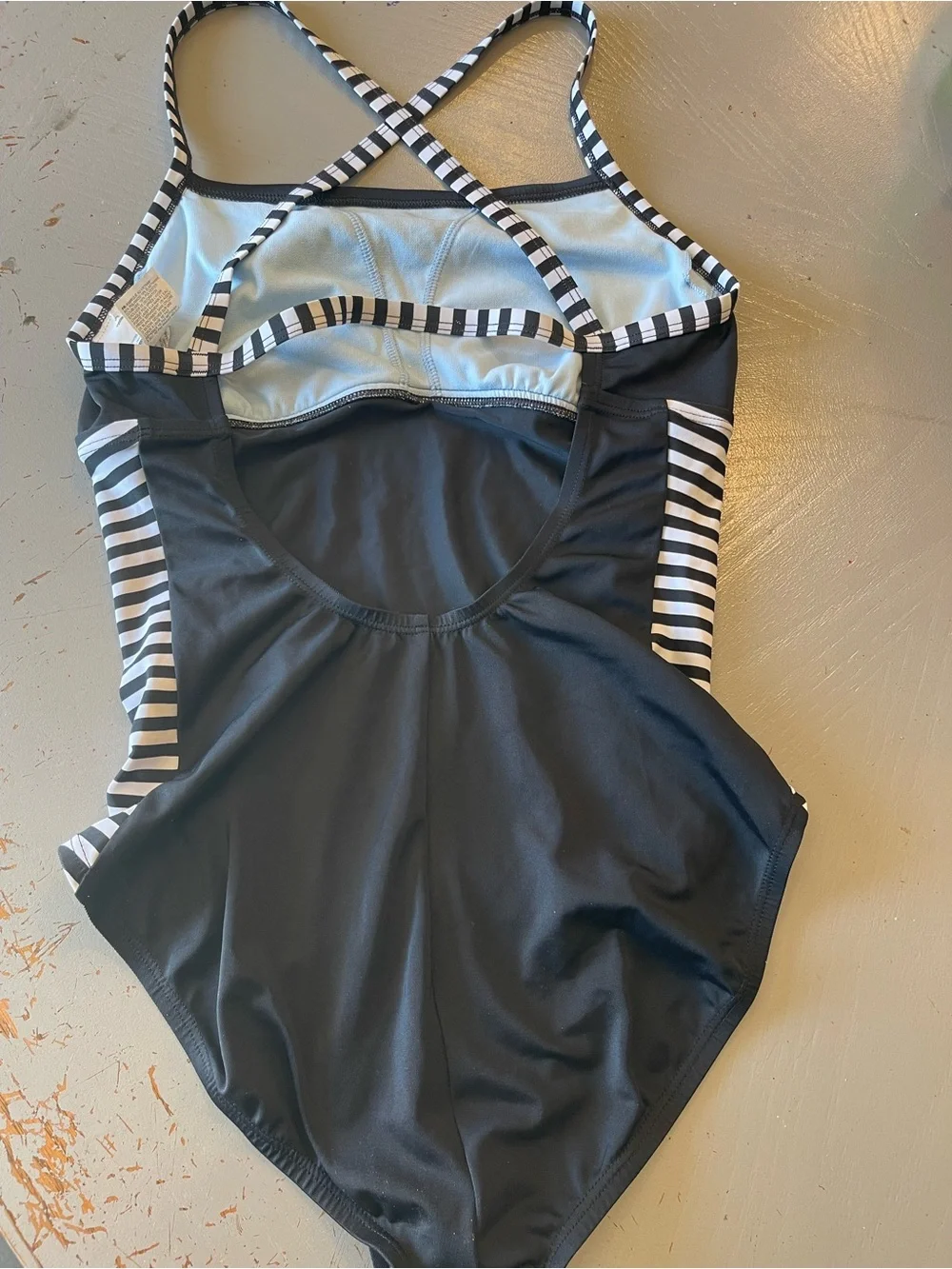Nike Black and White Striped Sports One-Piece
