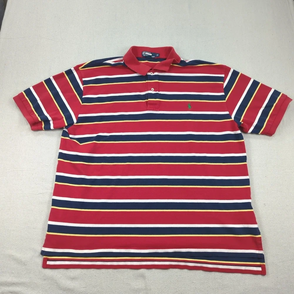 Polo Ralph Lauren Shirt Mens 2XLB Red Striped Casual Preppy