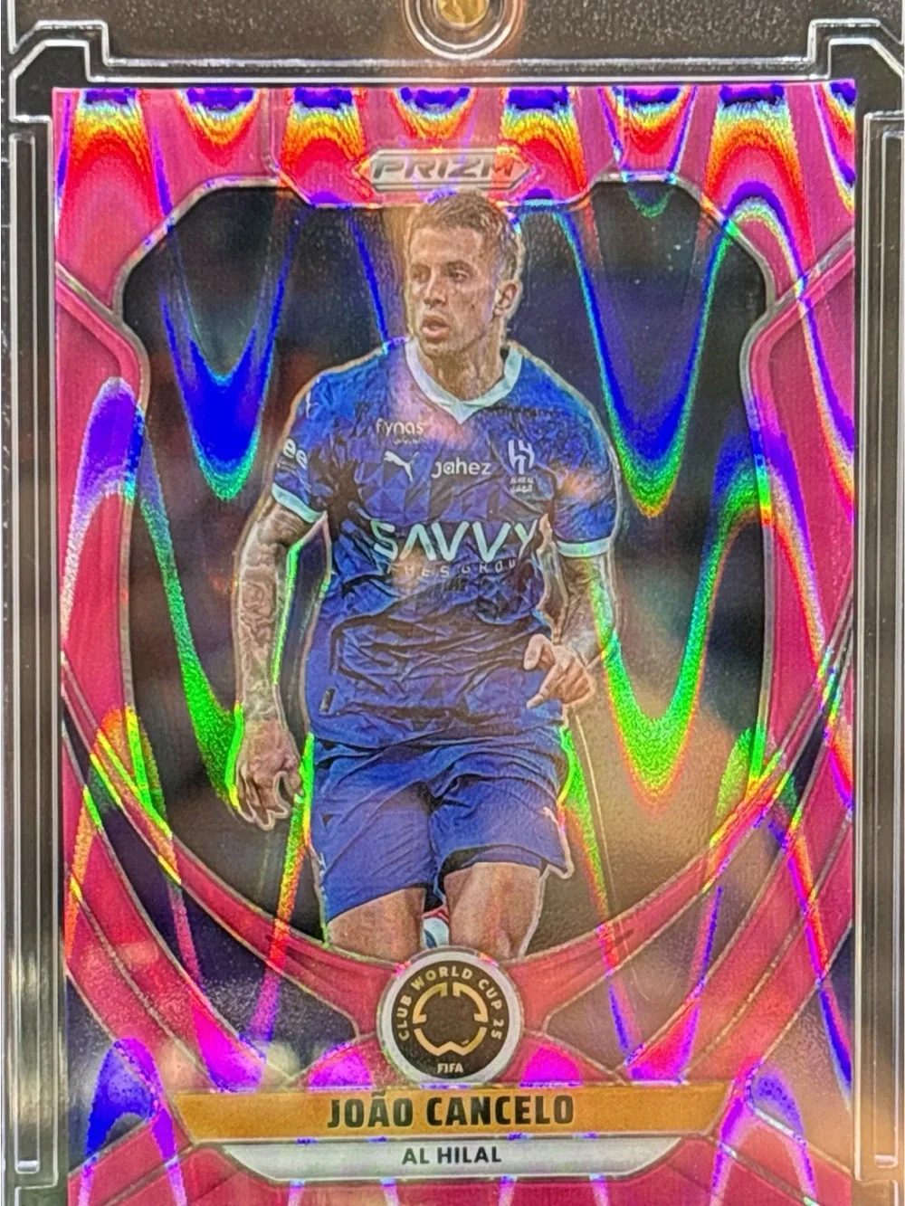 Panini Prizm Joao Cancelo Pink Blue Holographic Soccer Card LE 47/299