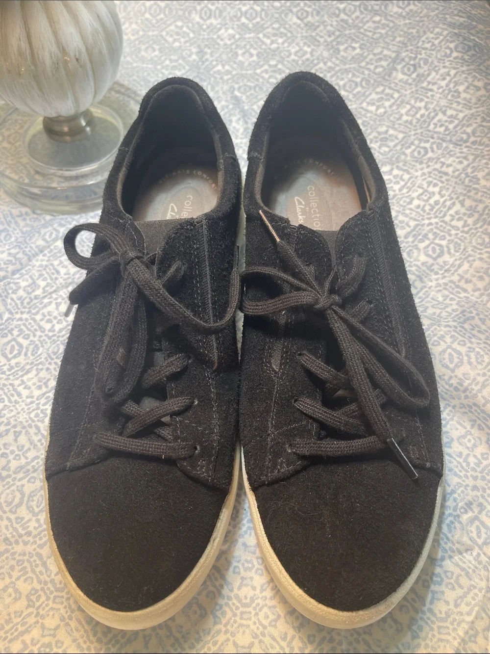 Clark’s Black Suede Lace-Up Sneakers - Women's Casual Shoes Size