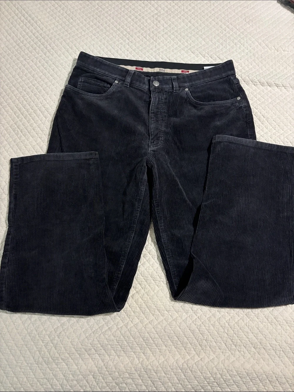 Men's Dark Corduroy Trousers - Classic Straight Fit